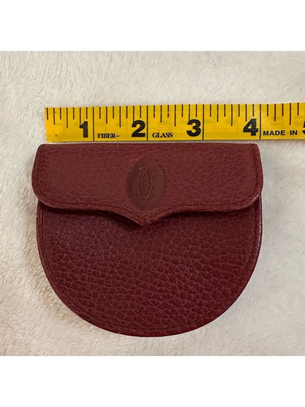 AUTHENTIC CARTIER MUST DE CARTIER BORDEAUX RED LEATHER COIN PURSE - EXCELLENT! - Picture 2 of 11